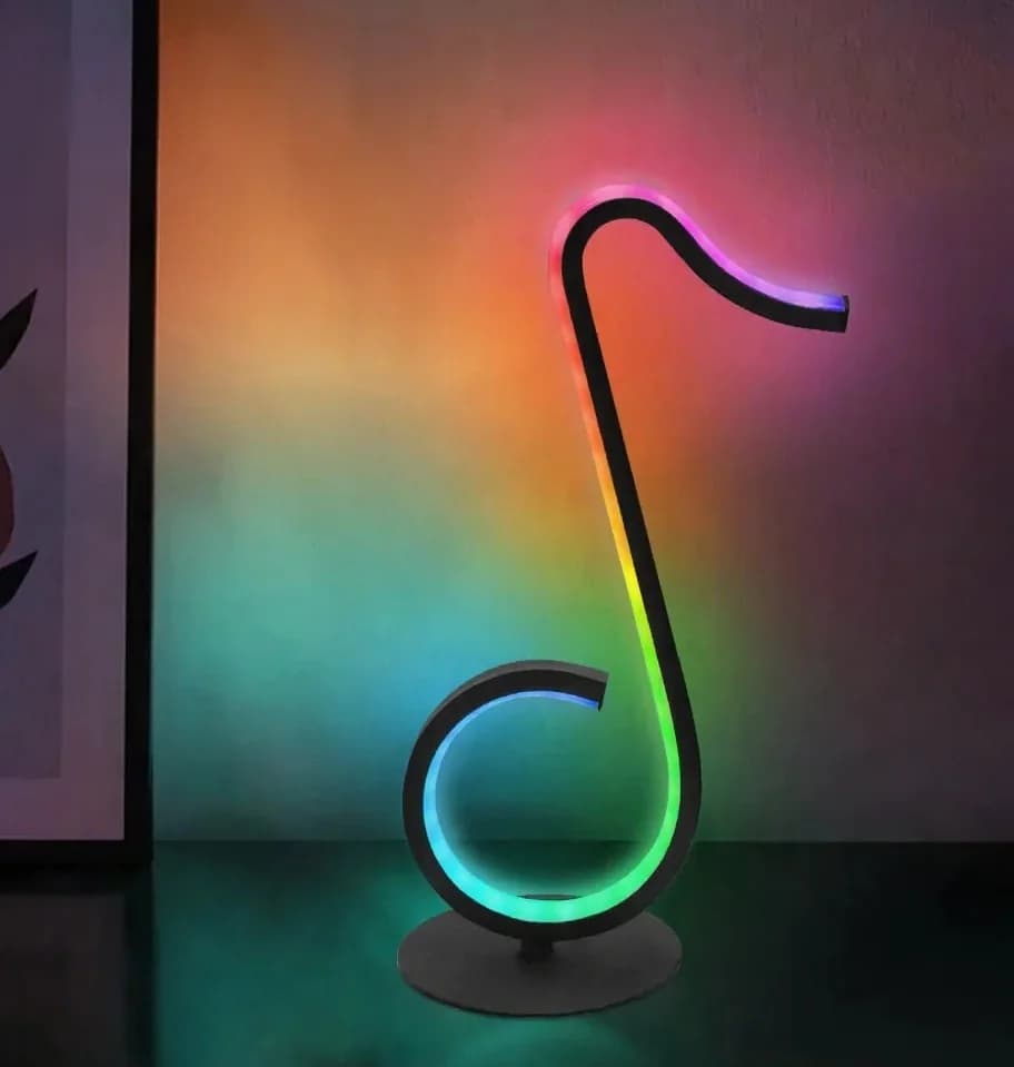 مصباح أجواء RGB على شكل نوتة موسيقية يعمل عبر USB مع جهاز تحكم عن بعد