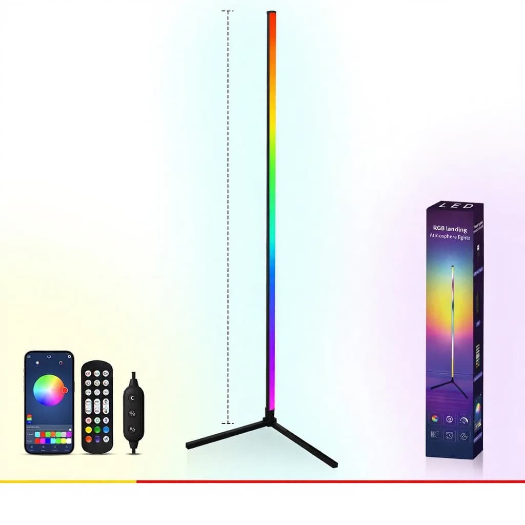 مصباح أرضي RGB مع مزامنة الموسيقى، تحكم عن بعد وعبر التطبيق
