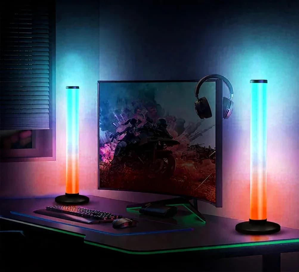 مصباح مكتب RGB تفاعلي مع الصوت 360 درجة مع تحكم بالتطبيق وجهاز التحكم