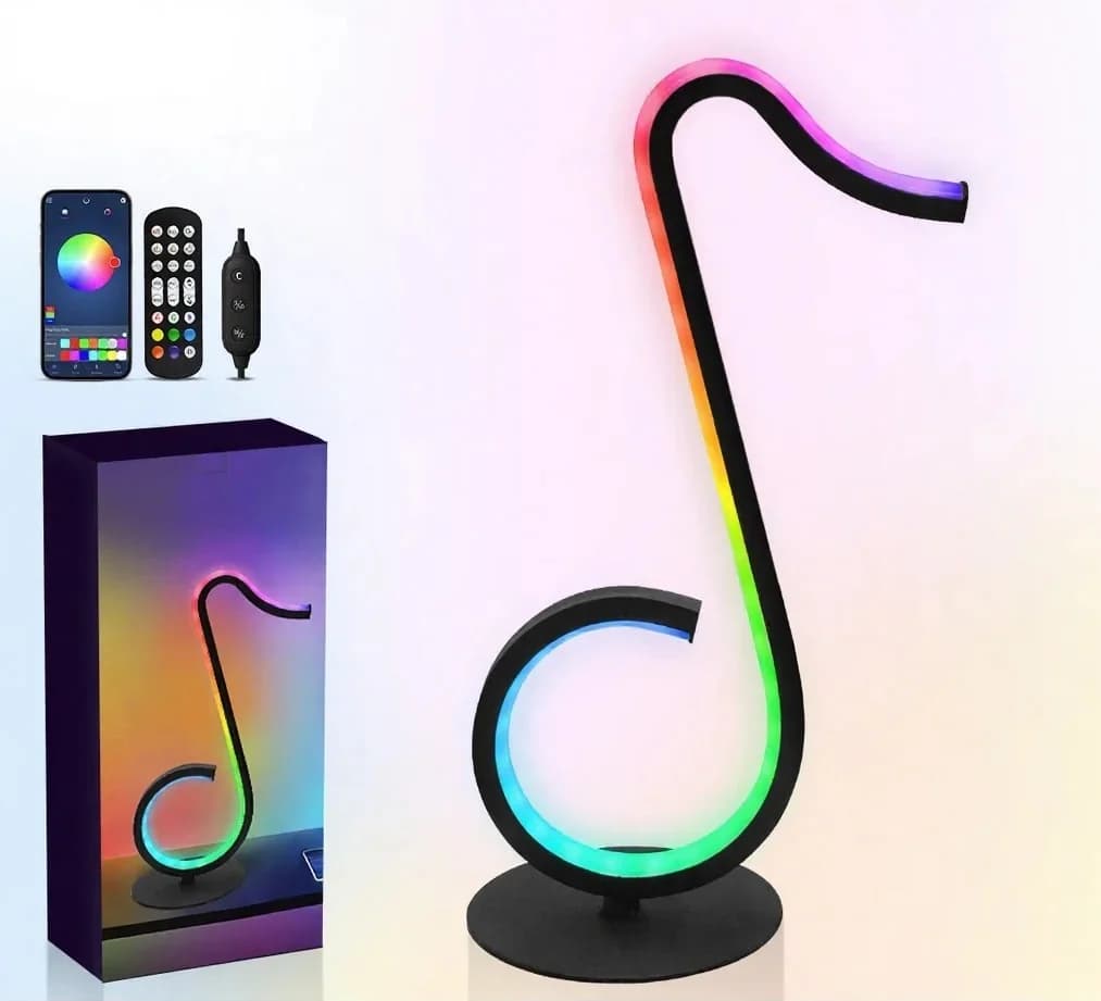 مصباح أجواء RGB على شكل نوتة موسيقية يعمل عبر USB مع جهاز تحكم عن بعد
