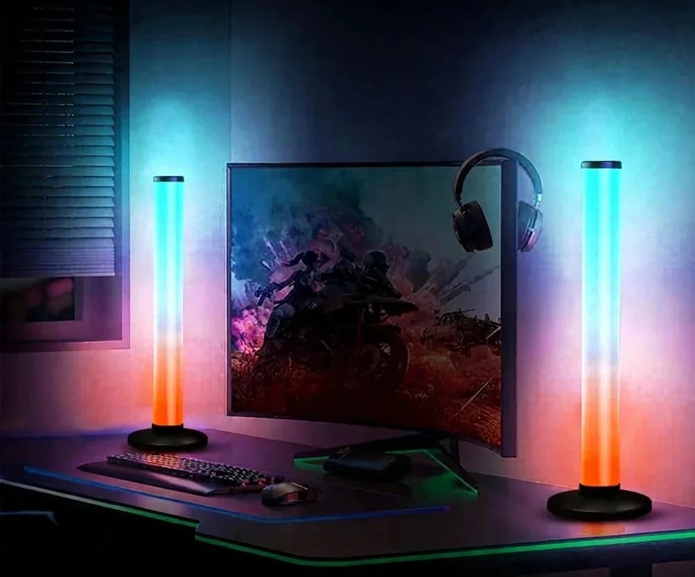 مصباح مكتب RGB تفاعلي مع الصوت 360 درجة مع تحكم بالتطبيق وجهاز التحكم