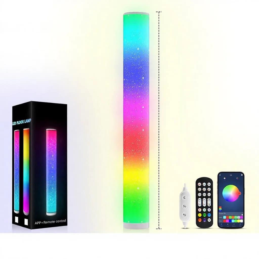 مصباح أرضي LED RGB بنمط النجوم، تحكم عن بعد وتطبيق