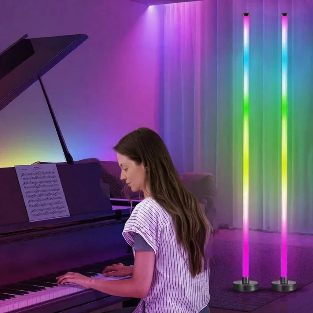 مصباح أرضي RGB مع مزامنة موسيقى، توهج 360 درجة، تحكم عبر التطبيق للألعاب