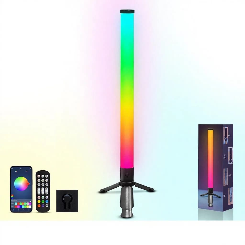 إضاءة أجواء LED لمكتب بحامل ثلاثي القوائم مع تزامن الموسيقى وتأثيرات RGB
