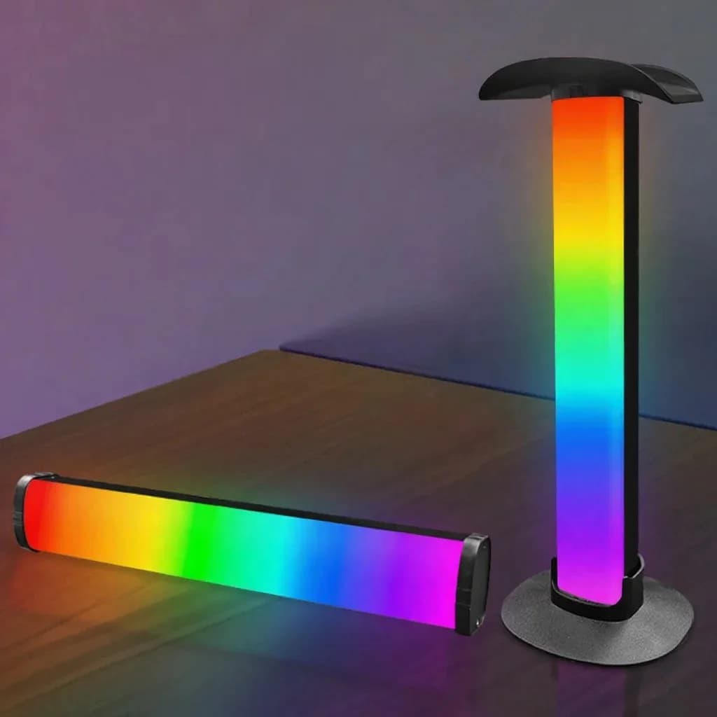 مصباح أجواء ألعاب RGB مع حامل سماعات رأس وتزامن الصوت