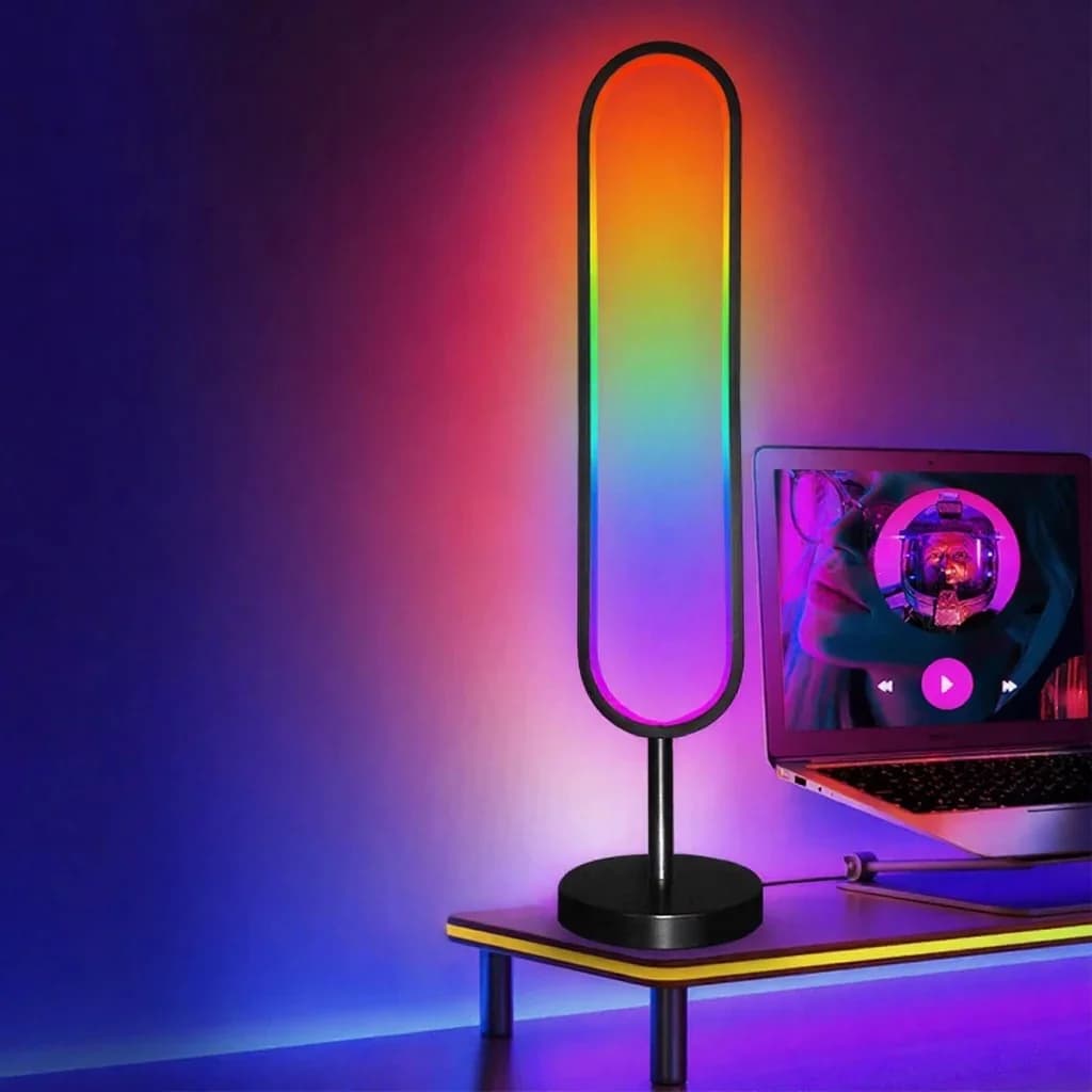مصباح أرضي RGB على شكل U مع إضاءة تفاعلية صوتية وتحكم عبر التطبيق