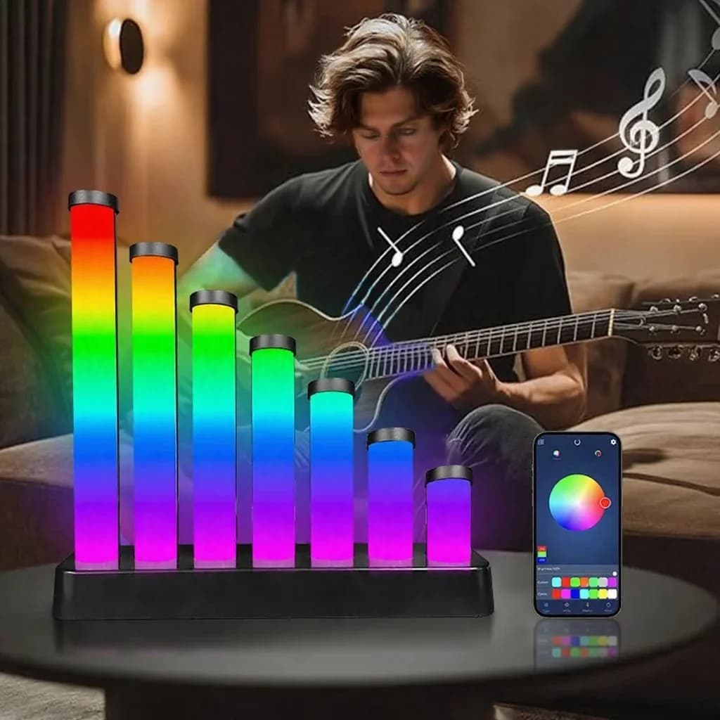 مصباح مكتب LED RGB يتفاعل مع الصوت مع تحكم بالتطبيق