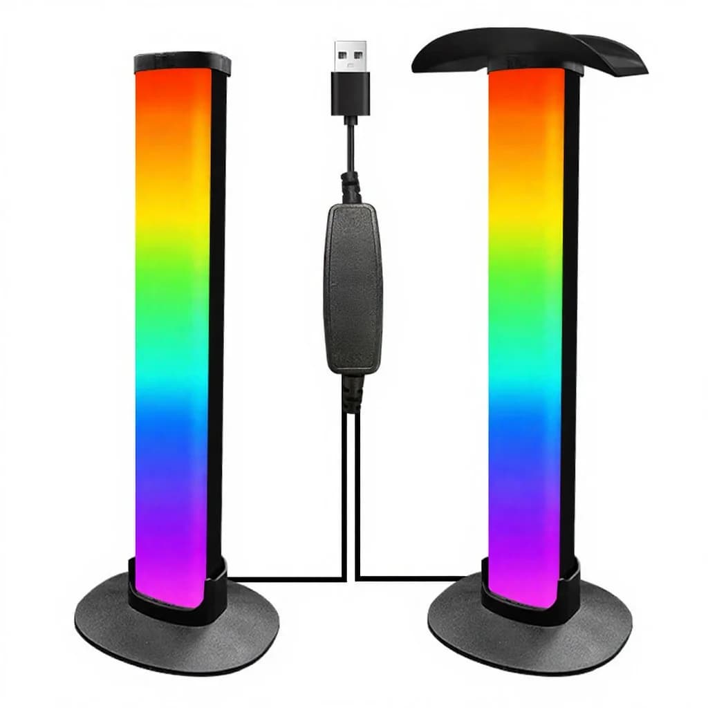 مصباح أجواء ألعاب RGB مع حامل سماعات رأس وتزامن الصوت