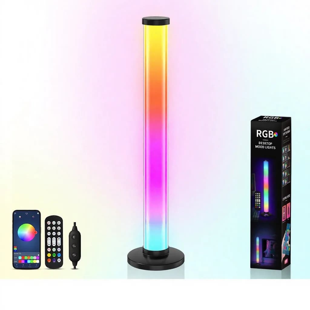 مصباح مكتب USB لإضاءة محيطية RGB تفاعلية مع الصوت 360 درجة