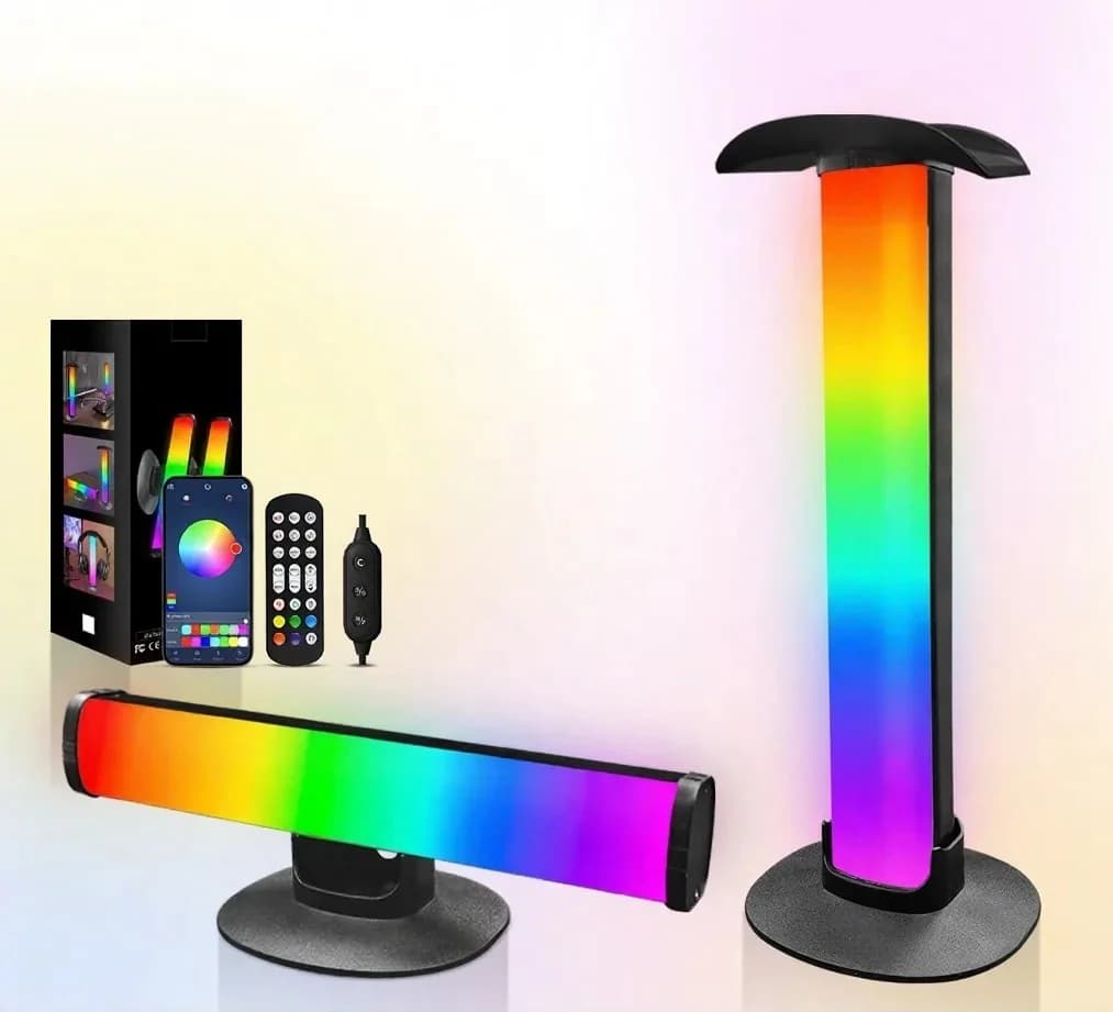 مصباح أجواء ألعاب RGB مع حامل سماعات رأس وتزامن الصوت
