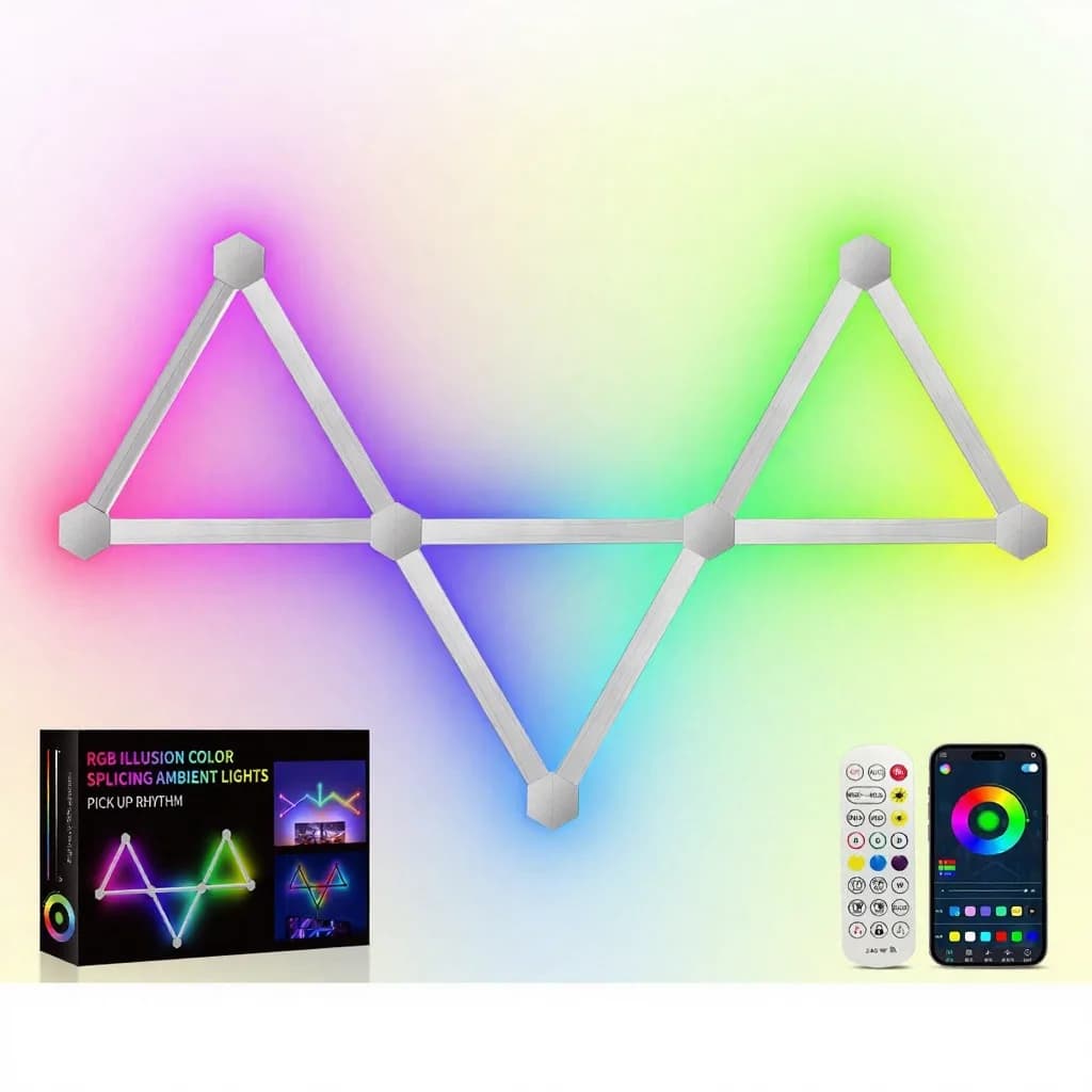 أضواء جدارية LED ذكية قابلة للتركيب RGB مع تحكم بالتطبيق ومزامنة موسيقى