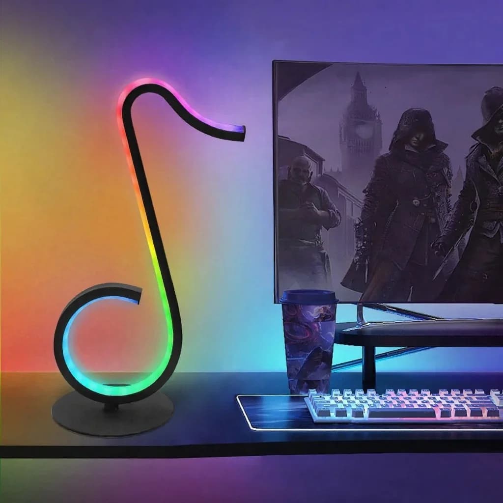 مصباح أجواء RGB على شكل نوتة موسيقية يعمل عبر USB مع جهاز تحكم عن بعد