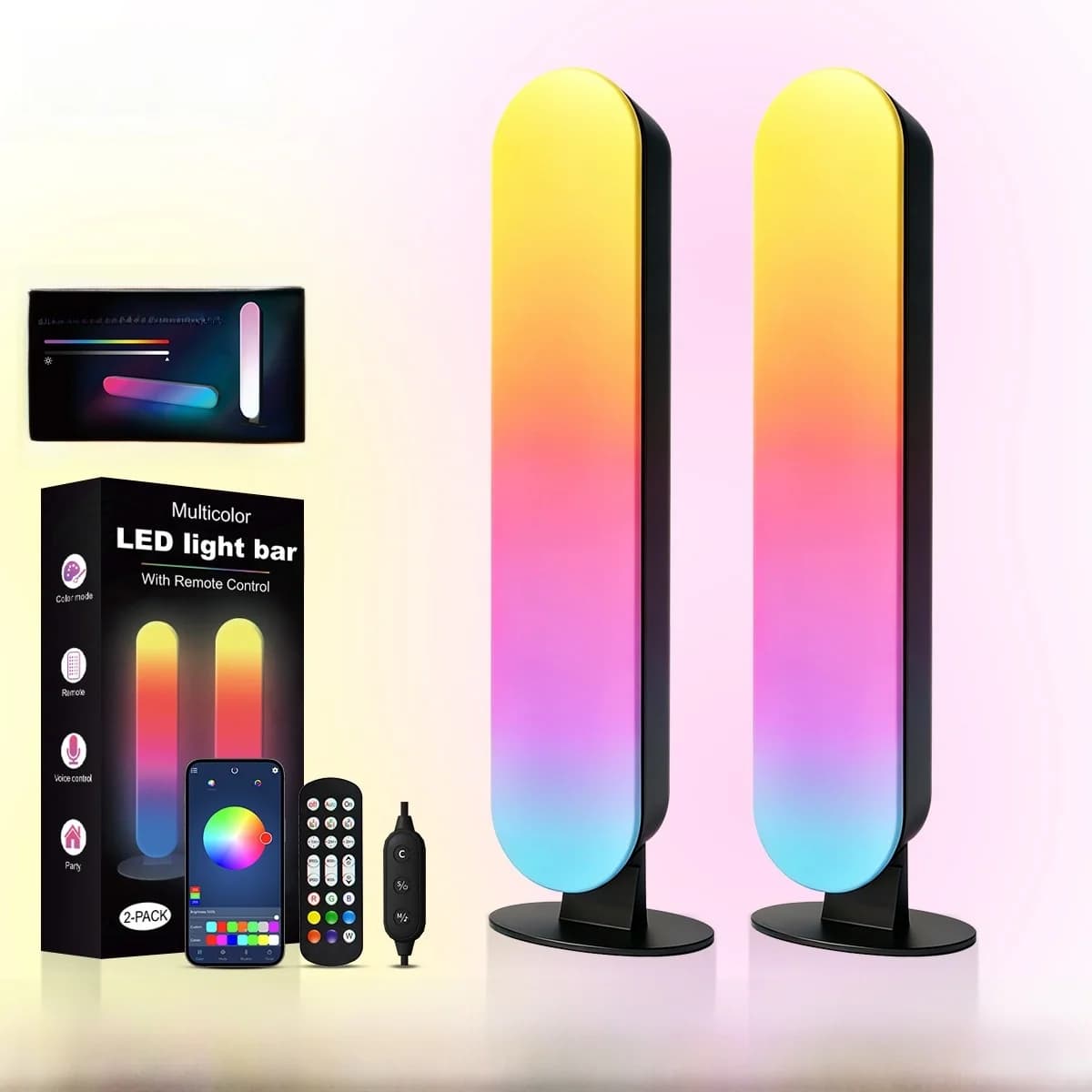 إضاءة محيطية LED RGB مع مزامنة موسيقى بلوتوث وتحكم عبر التطبيق