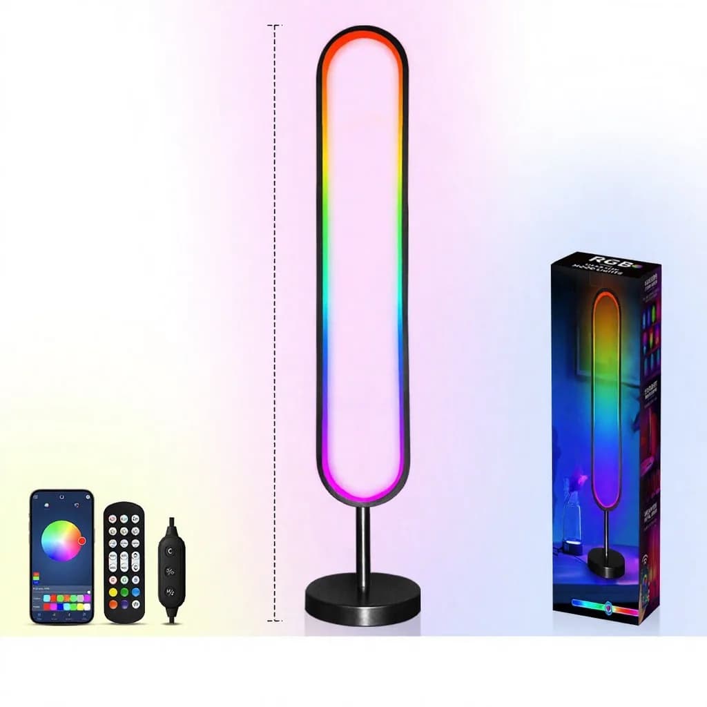 مصباح أرضي RGB على شكل U مع إضاءة تفاعلية صوتية وتحكم عبر التطبيق