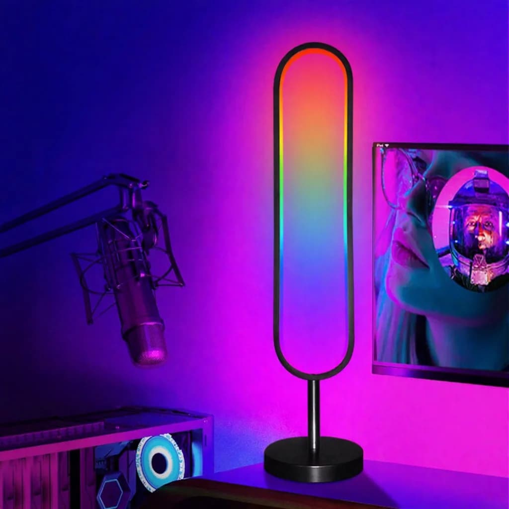 مصباح أرضي RGB على شكل U مع إضاءة تفاعلية صوتية وتحكم عبر التطبيق