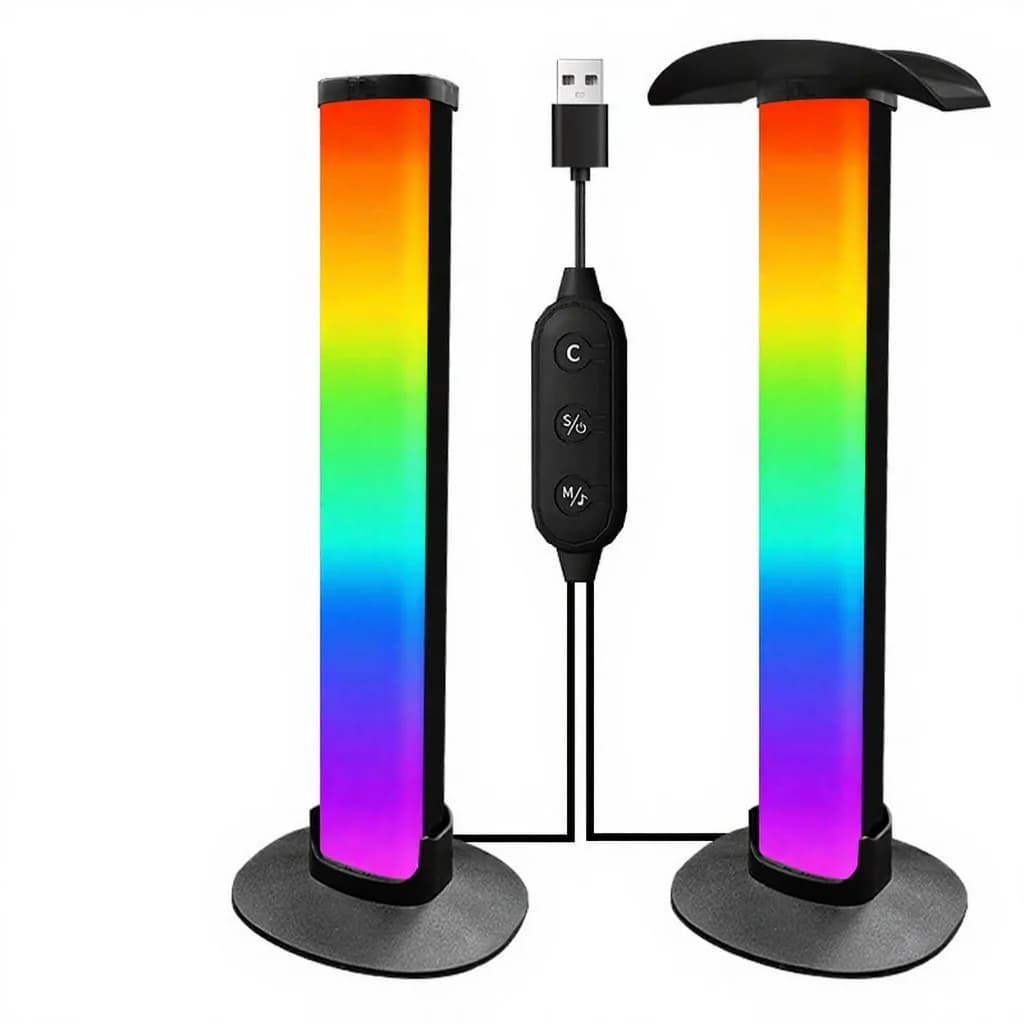 مصباح أجواء ألعاب RGB مع حامل سماعات رأس وتزامن الصوت