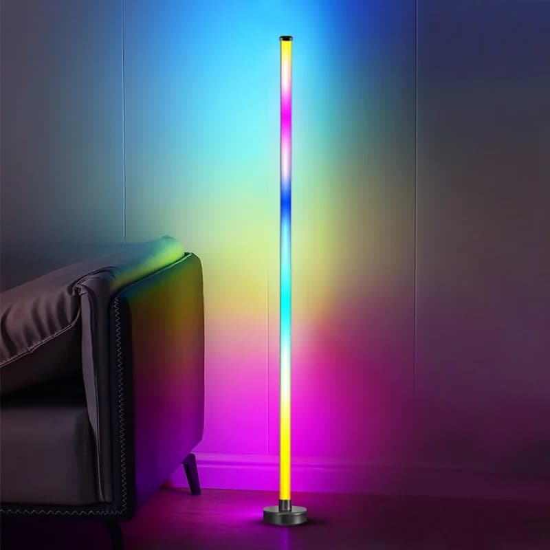 مصباح أرضي زاوي RGB LED مع مزامنة موسيقى وتحكم عبر التطبيق والجهاز عن بعد