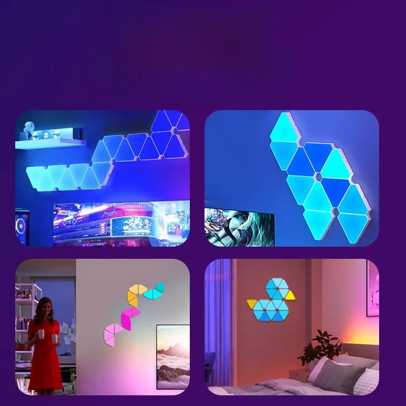 طقم إضاءة جدارية ذكية LED مثلثة RGB لأجواء الألعاب