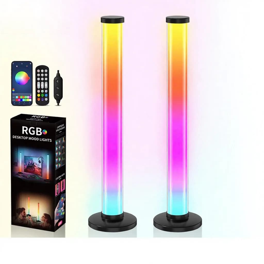 مصباح مكتب RGB تفاعلي مع الصوت 360 درجة مع تحكم بالتطبيق وجهاز التحكم