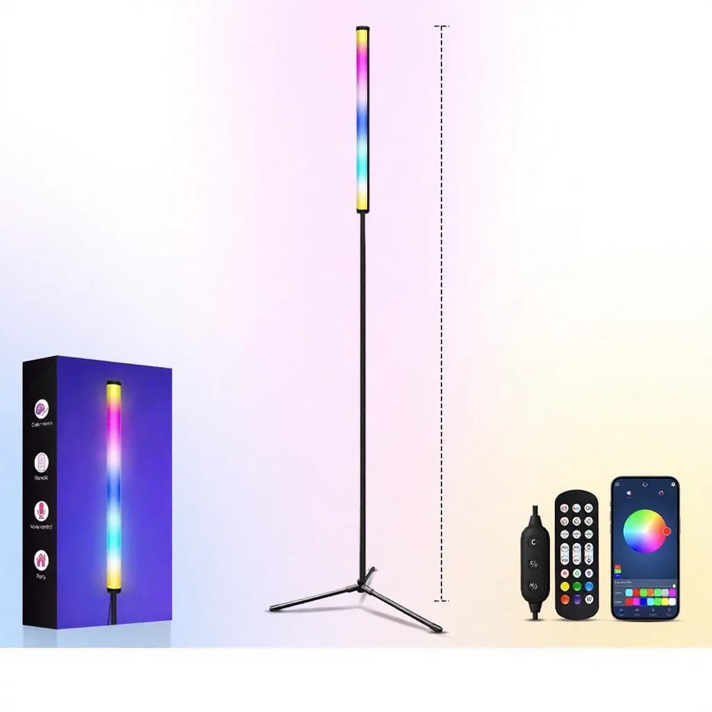 مصباح أرضي RGB متغير الألوان مع مزامنة موسيقى وتحكم بالتطبيق