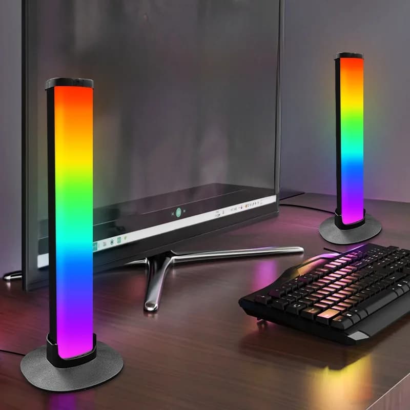 مصباح أجواء ألعاب RGB مع حامل سماعات رأس وتزامن الصوت