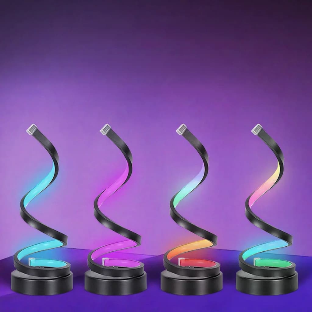 مصباح أجواء RGB حلزوني مع إضاءة تتفاعل مع الصوت وتحكم بالتطبيق