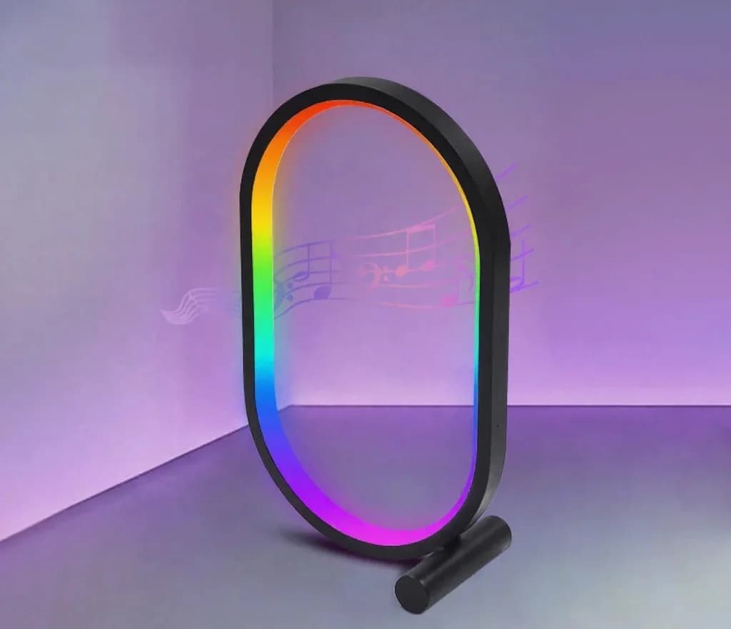 مصباح مكتب RGB متزامن مع الموسيقى بتحكم عبر التطبيق وإضاءة مستجيبة للصوت