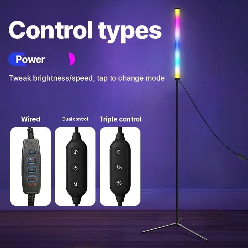 مصباح أرضي RGB متغير الألوان مع مزامنة موسيقى وتحكم بالتطبيق
