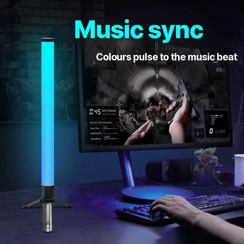 إضاءة أجواء LED لمكتب بحامل ثلاثي القوائم مع تزامن الموسيقى وتأثيرات RGB