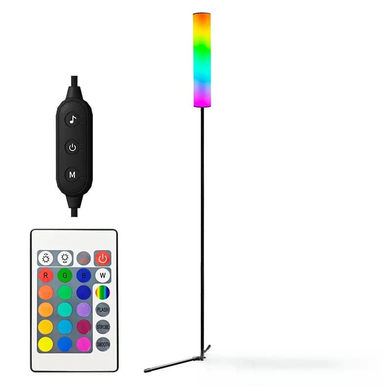 مصباح أرضي LED بارتفاع قابل للتعديل وقاعدة ثلاثية وثلاثة أوضاع لونية