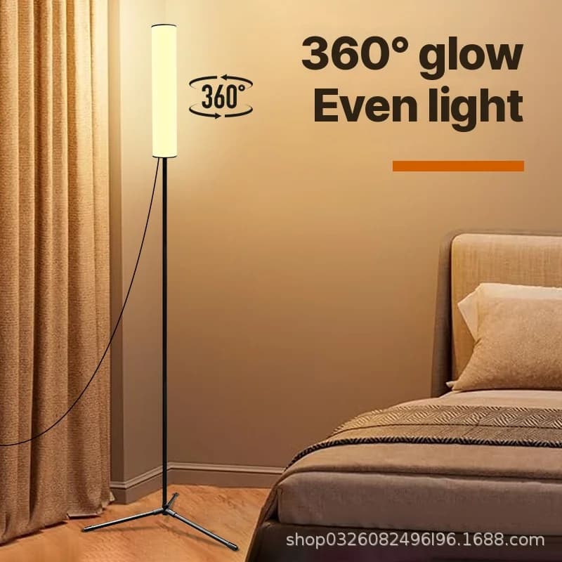 مصباح أرضي LED بارتفاع قابل للتعديل وقاعدة ثلاثية وثلاثة أوضاع لونية