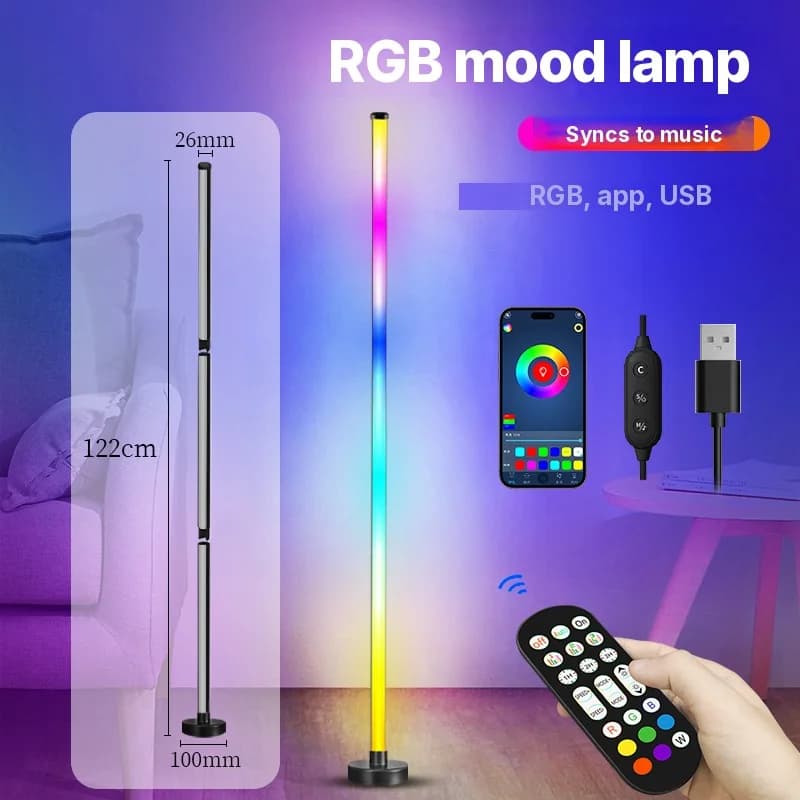 مصباح أرضي يغير ألوان RGB مع مزامنة الموسيقى وتحكم بالتطبيق