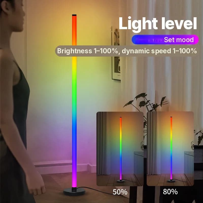مصباح أرضي RGB بتصميم مركب مع مزامنة موسيقى وتحكم بالتطبيق