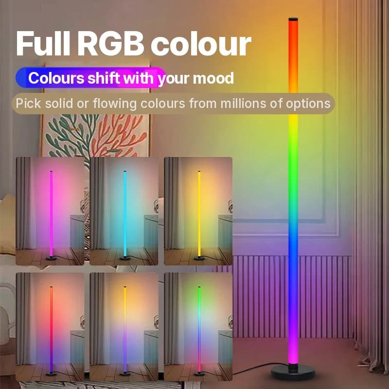 مصباح أرضي RGB بتصميم مركب مع مزامنة موسيقى وتحكم بالتطبيق