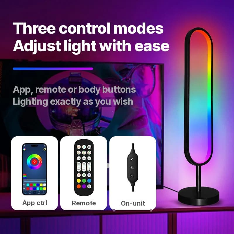 مصباح أرضي RGB على شكل U مع إضاءة تفاعلية صوتية وتحكم عبر التطبيق
