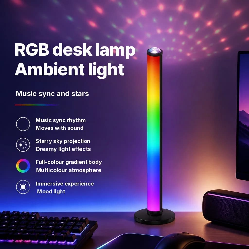 مصباح أجواء بإسقاط RGB مع مزامنة الموسيقى وجهاز تحكم